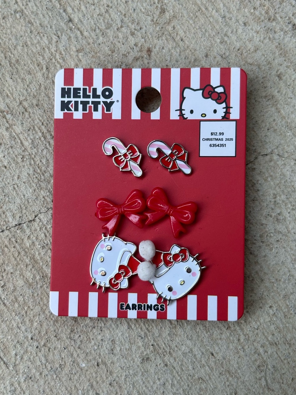 Hello Kitty Earrings Set - Red & White